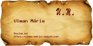Ulman Mária névjegykártya